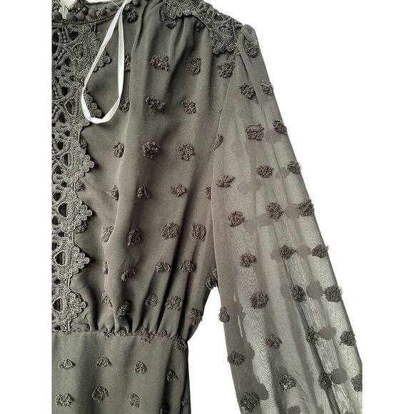 Lulu’s Lust Or Love Black Swiss Dot Dress small  Embroidered Lace Goth - Picture 2 of 12